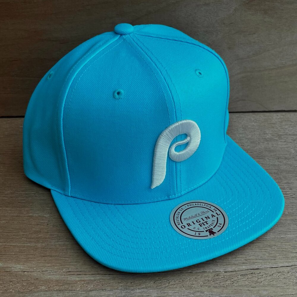 MITCHELL & NESS PHILADELPHIA PHILLIES BLUE GLEAM SNAPBACK HAT NEW